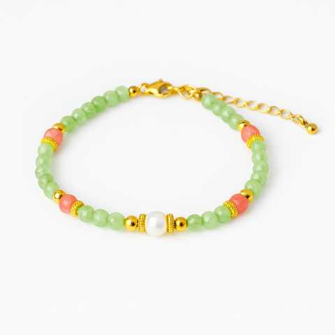 Cristale pe beneficii - Prosperitate si Feminitate – Bratara cu Cristale de Peridot si Perla