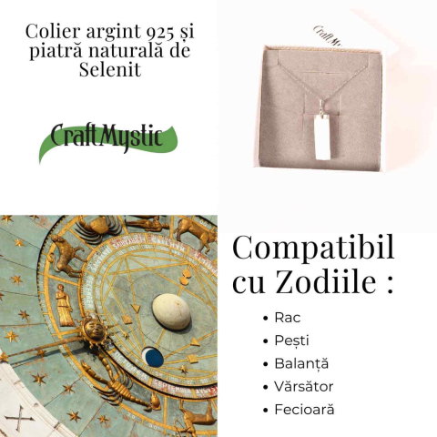 Colier Argint 925 cu Selenit Brut – Lumina Purificarii si Claritatii Interioare [3]
