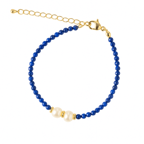 Sagetator - Intelegere si Claritate – Bratara din Lapis Lazuli Fatetat si Perle Naturale de Cultura
