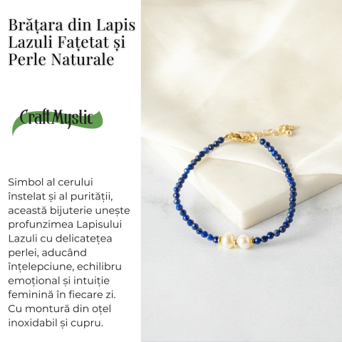 Intelegere si Claritate – Bratara din Lapis Lazuli Fatetat si Perle Naturale de Cultura [3]