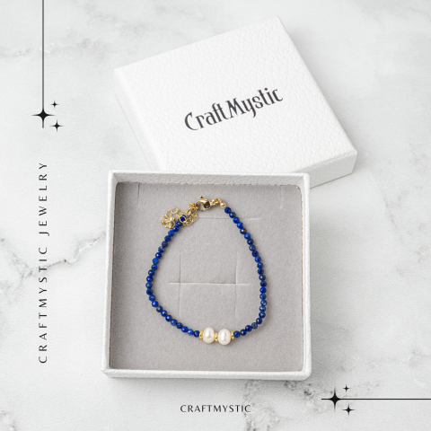 Intelegere si Claritate – Bratara din Lapis Lazuli Fatetat si Perle Naturale de Cultura [6]