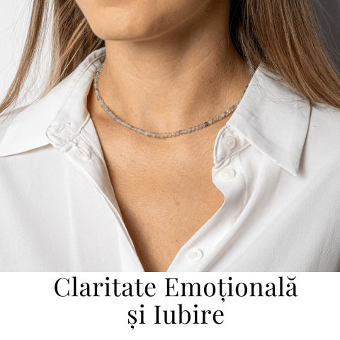 Claritate si Armonie – Choker din Otel Inoxidabil cu Fluorit Multicolor Natural Fatetat 3MM [1]