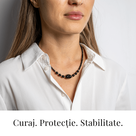 Protectie si Echilibru – Colier Inimă din Obsidian de Gheata si Obsidian Natural [1]