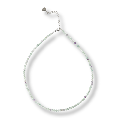 Meditatie si Spiritualitate - Claritate si Armonie – Choker din Otel Inoxidabil cu Fluorit Multicolor Natural Fatetat 3MM