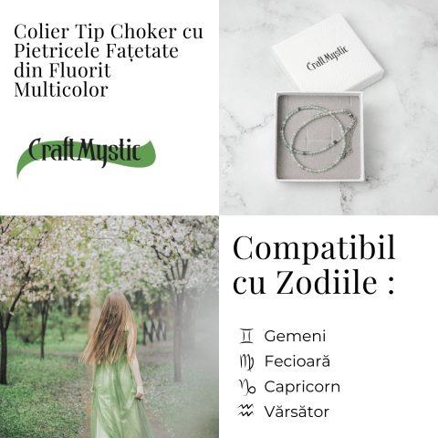 Claritate si Armonie – Choker din Otel Inoxidabil cu Fluorit Multicolor Natural Fatetat 3MM [3]