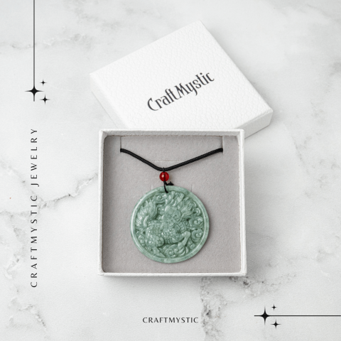 Colier din jadit rusesc natural cu dragon protectiv – talisman de forta si echilibru [6]