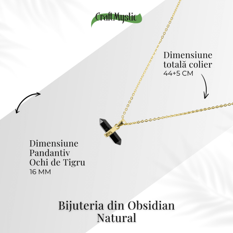 Protectie si Echilibru – Colier din Obsidian Natural pe Lant de Cupru [3]