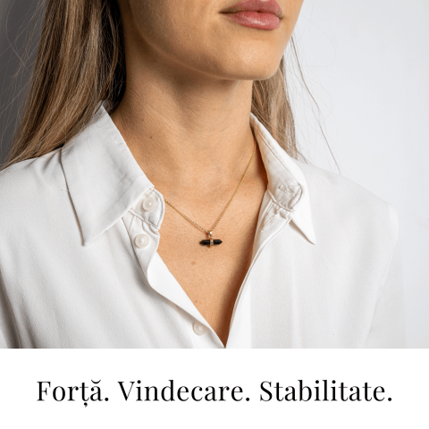 Protectie si Echilibru – Colier din Obsidian Natural pe Lant de Cupru [1]