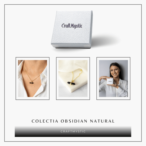 Protectie si Echilibru – Colier din Obsidian Natural pe Lant de Cupru [7]