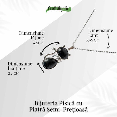 Protectie si Echilibru – Colier Pisica din Otel Inoxidabil cu Obsidian [4]