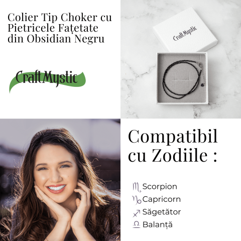 Protectie si Claritate – Choker din Otel Inoxidabil cu Obsidian Natural Fatetat [4]