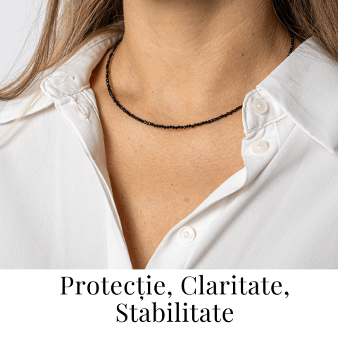 Protectie si Claritate – Choker din Otel Inoxidabil cu Obsidian Natural Fatetat [1]