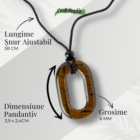 Colier cu Pandantiv Oval din Ochi de Tigru Natural – Putere si Protectie [3]