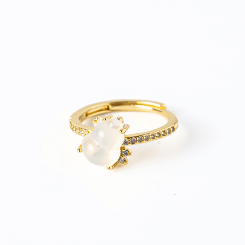 Inel Tartaruta cu Calcedonie Alba Naturala si Cupru – Simbol al Puritatii si Linistii Interioare [8]