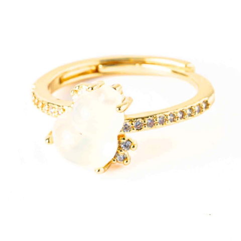 Bijuterii Semiprețioase - Inel Tartaruta cu Calcedonie Alba Naturala si Cupru – Simbol al Puritatii si Linistii Interioare