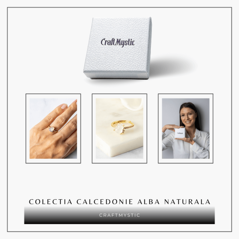 Inel Tartaruta cu Calcedonie Alba Naturala si Cupru – Simbol al Puritatii si Linistii Interioare [7]