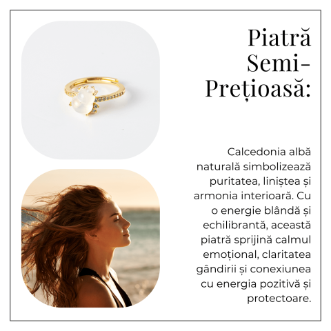 Inel Tartaruta cu Calcedonie Alba Naturala si Cupru – Simbol al Puritatii si Linistii Interioare [5]