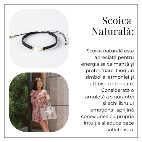 Energie Pozitiva si Puritate – Bratara cu Charm Pisica din Scoica Naturala Alba [5]