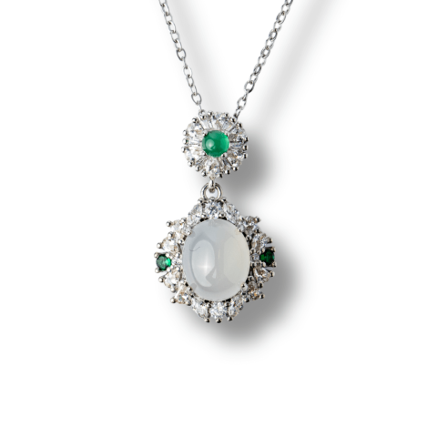 Rac - Colier cu Calcedonie Alba si Accente Verzi – Claritate si Echilibru Emotional