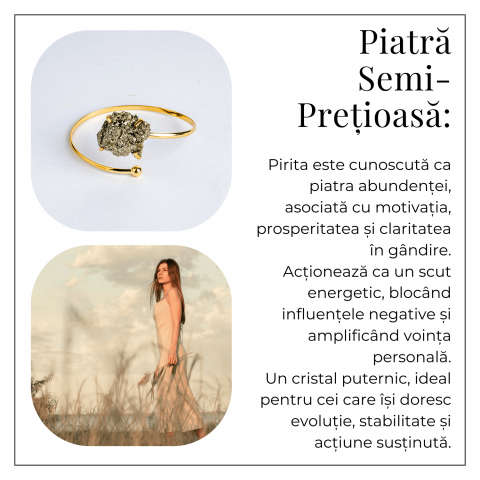 Magnet pentru bani si energie – Bratara aurie cu piatra de pirita [5]