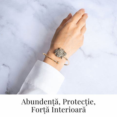 Magnet pentru bani si energie – Bratara aurie cu piatra de pirita [1]