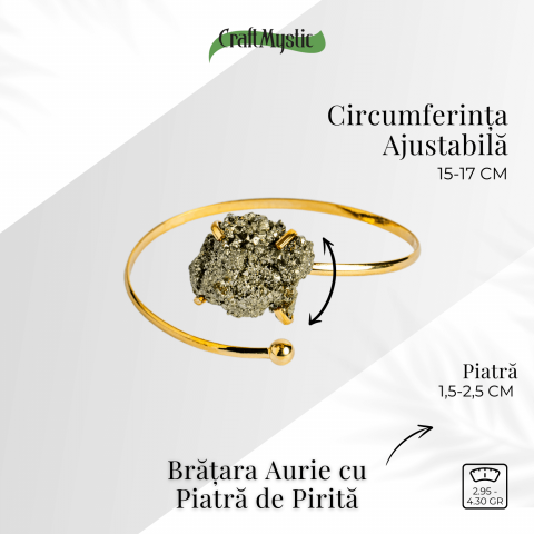 Magnet pentru bani si energie – Bratara aurie cu piatra de pirita [3]