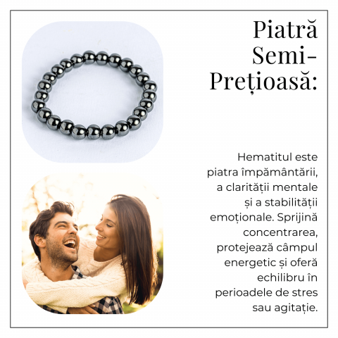 Bratara cu Hematit 8 mm Impamantare si Focus – Unisex, minimalista, puternica [5]
