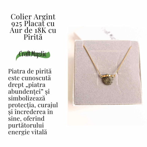 Protectie si Incredere Zilnica – Colier cu Pirita si Argint 925 placat cu aur 18K [2]