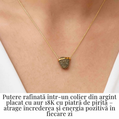 Protectie si Incredere Zilnica – Colier cu Pirita si Argint 925 placat cu aur 18K [1]
