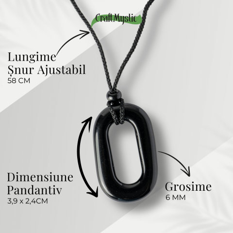 Colier cu Pandantiv Oval din Obsidian Natural – Piatra Protectoare [3]