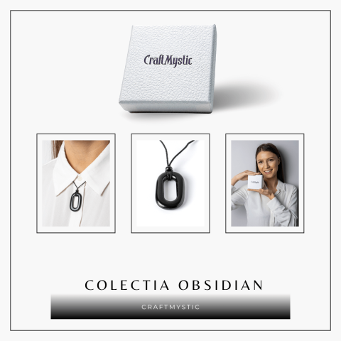 Colier cu Pandantiv Oval din Obsidian Natural – Piatra Protectoare [7]
