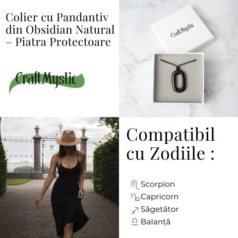Colier cu Pandantiv Oval din Obsidian Natural – Piatra Protectoare [4]