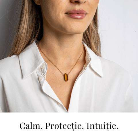 Protectie si Energie – Colier din Ochi de Tigru Natural cu Lant din Otel Inoxidabil [1]