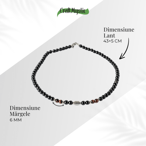 Energie si Protectie – Colier cu Ochi de Tigru Rosu si Obsidian pe Lant din Otel Inoxidabil [3]