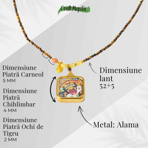 Putere si Protectie – Colier Zaki Ram Tangka cu Ochi de Tigru Natural [3]