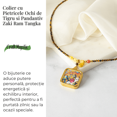 Putere si Protectie – Colier Zaki Ram Tangka cu Ochi de Tigru Natural [2]