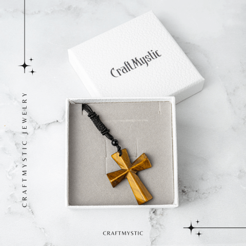 Putere si Protectie – Colier Cruce din Ochi de Tigru Natural [6]