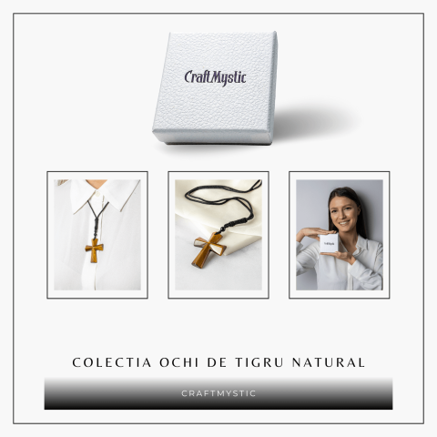 Putere si Protectie – Colier Cruce din Ochi de Tigru Natural [7]