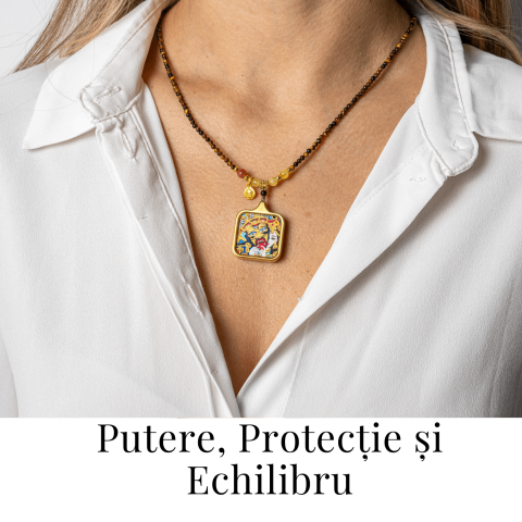 Putere si Protectie – Colier Zaki Ram Tangka cu Ochi de Tigru Natural [1]
