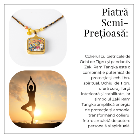 Putere si Protectie – Colier Zaki Ram Tangka cu Ochi de Tigru Natural [5]