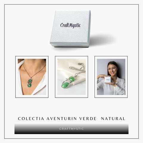 Noroc si Vitalitate – Colier Pisica din Otel Inoxidabil cu Aventurin Verde [7]