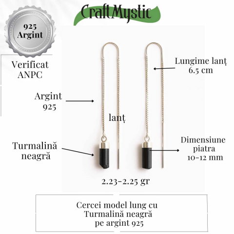 Cercei lungi din argint 925 cu turmalina neagra – Eleganta protectoare [2]