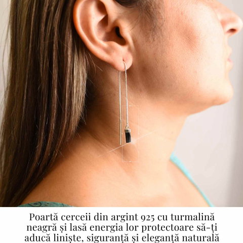 Cercei lungi din argint 925 cu turmalina neagra – Eleganta protectoare [1]