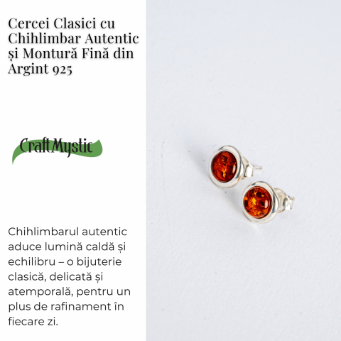 Cercei Clasici cu Chihlimbar Autentic si Montura Fina din Argint 925 [5]