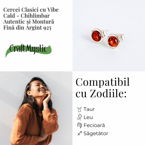 Cercei Clasici cu Chihlimbar Autentic si Montura Fina din Argint 925 [7]