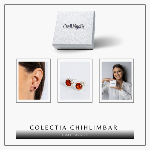 Cercei Clasici cu Chihlimbar Autentic si Montura Fina din Argint 925 [6]