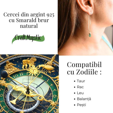 Energie si Eleganta Zilnica – Cercei din Argint 925 cu Smarald Brut Natural [4]