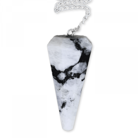 Pendul Radiestezie cu Varf de Piatra Lunii Curcubeu Natural 45 mm [8]