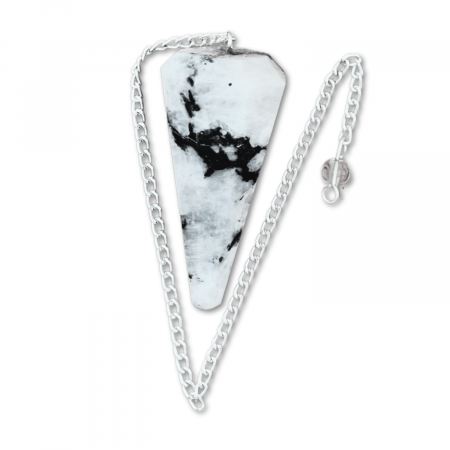 Pendul Radiestezie cu Varf de Piatra Lunii Curcubeu Natural 45 mm [9]