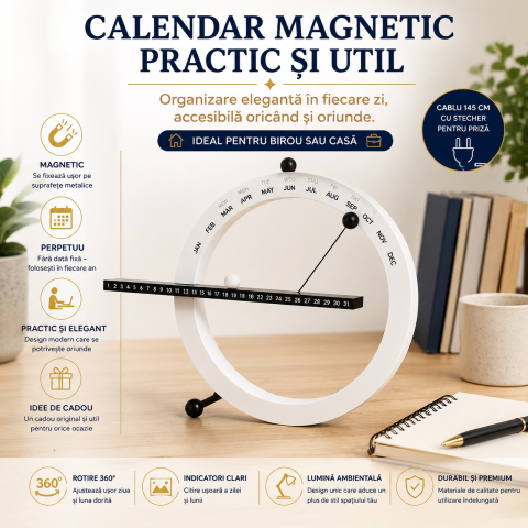 Calendar Magnetic Cerc Perpetuu – Organizare Eleganta si Planificare Vizuala Zilnica [2]